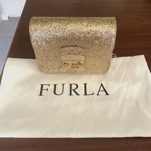 Furla Gold Glitter Metropolis Crossbody Bag
